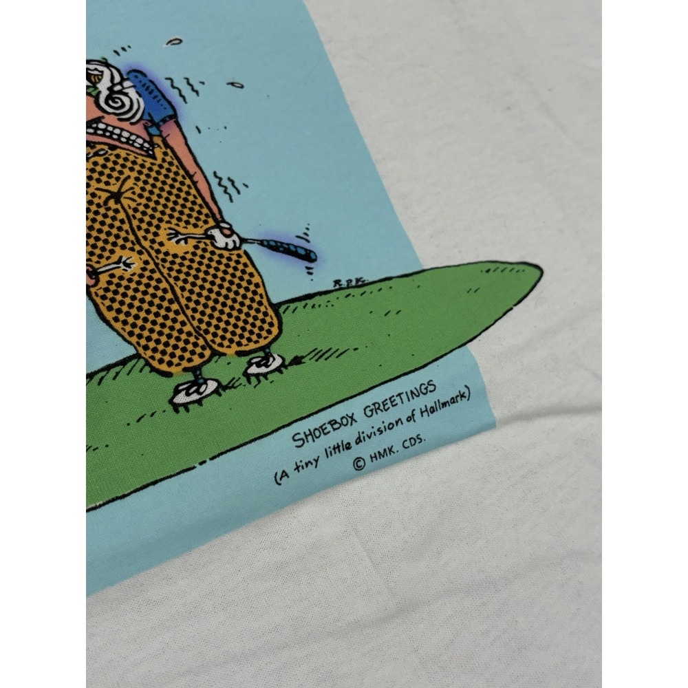 Vintage 90s Golf Shoebox Greetings Funny Graphic Tee Shirt White XL Made In USA - Picture 4 of 7